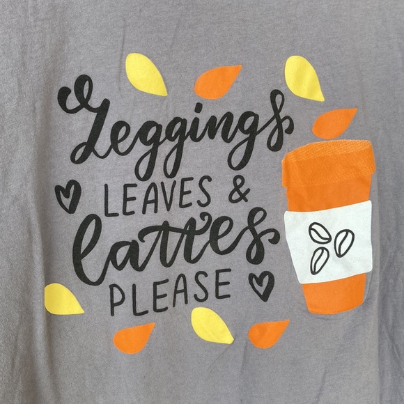 Women’s large fall autumn latte T-shirt and leggings leaves and lattes please - Picture 1 of 5